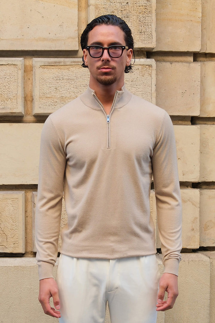 Beige Porter Half-Zip Pullover