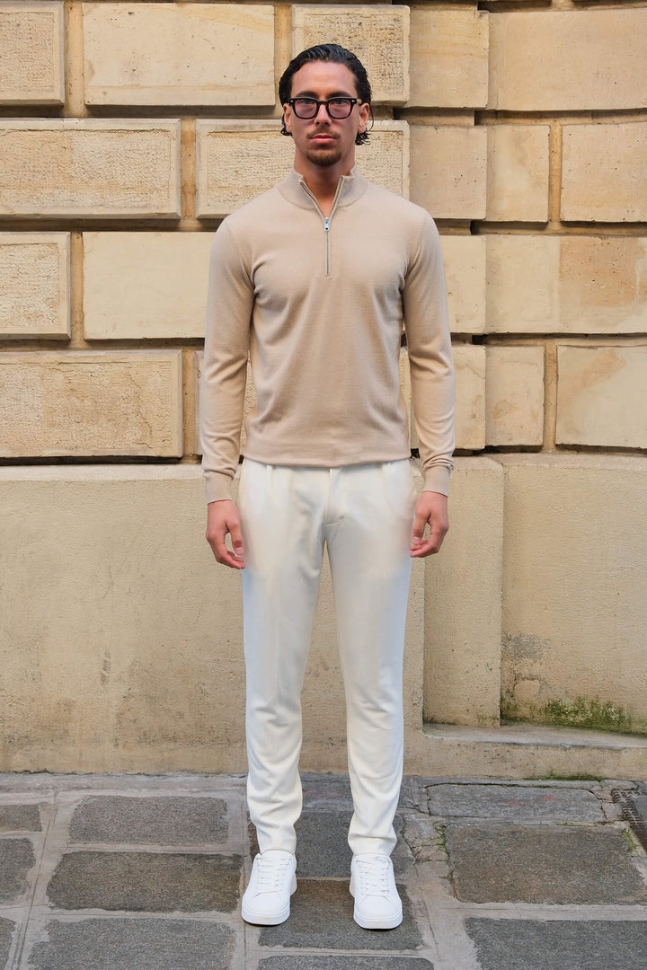Beige Porter Half-Zip Pullover