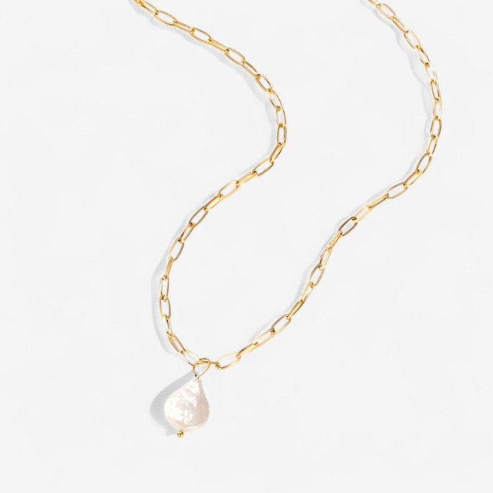 Hanalei Pearl Coin Paperclip Chain Necklace