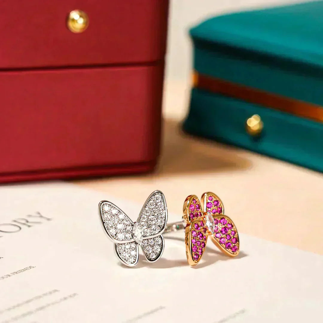 Double Butterfly Diamond Ring