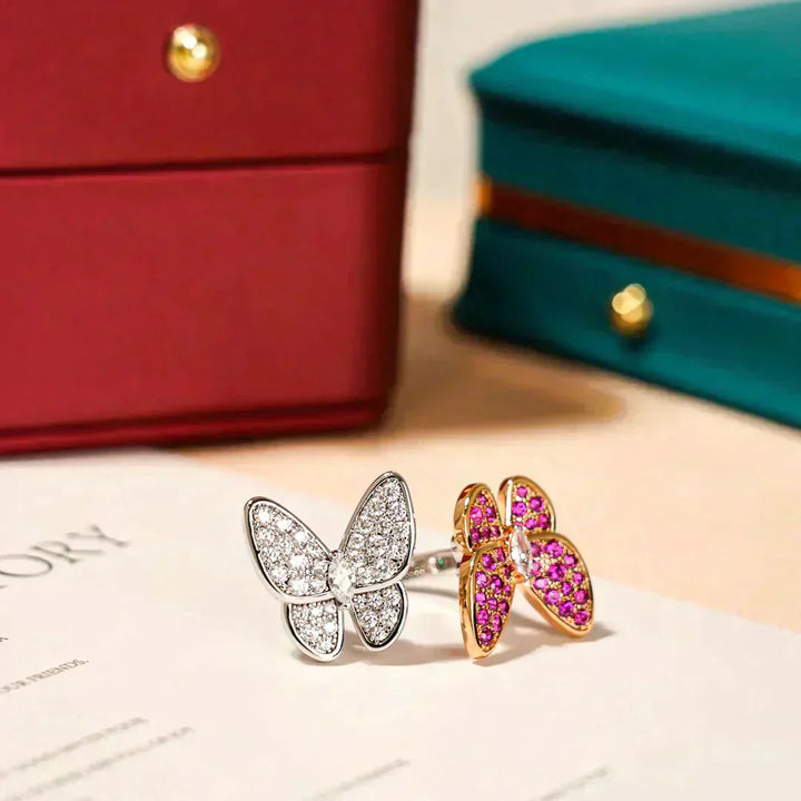 Double Butterfly Diamond Ring