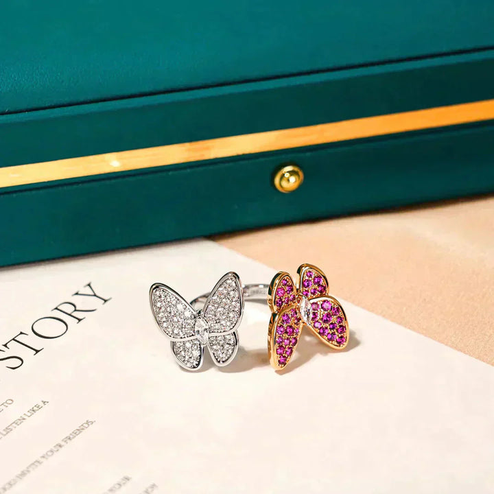 Double Butterfly Diamond Ring