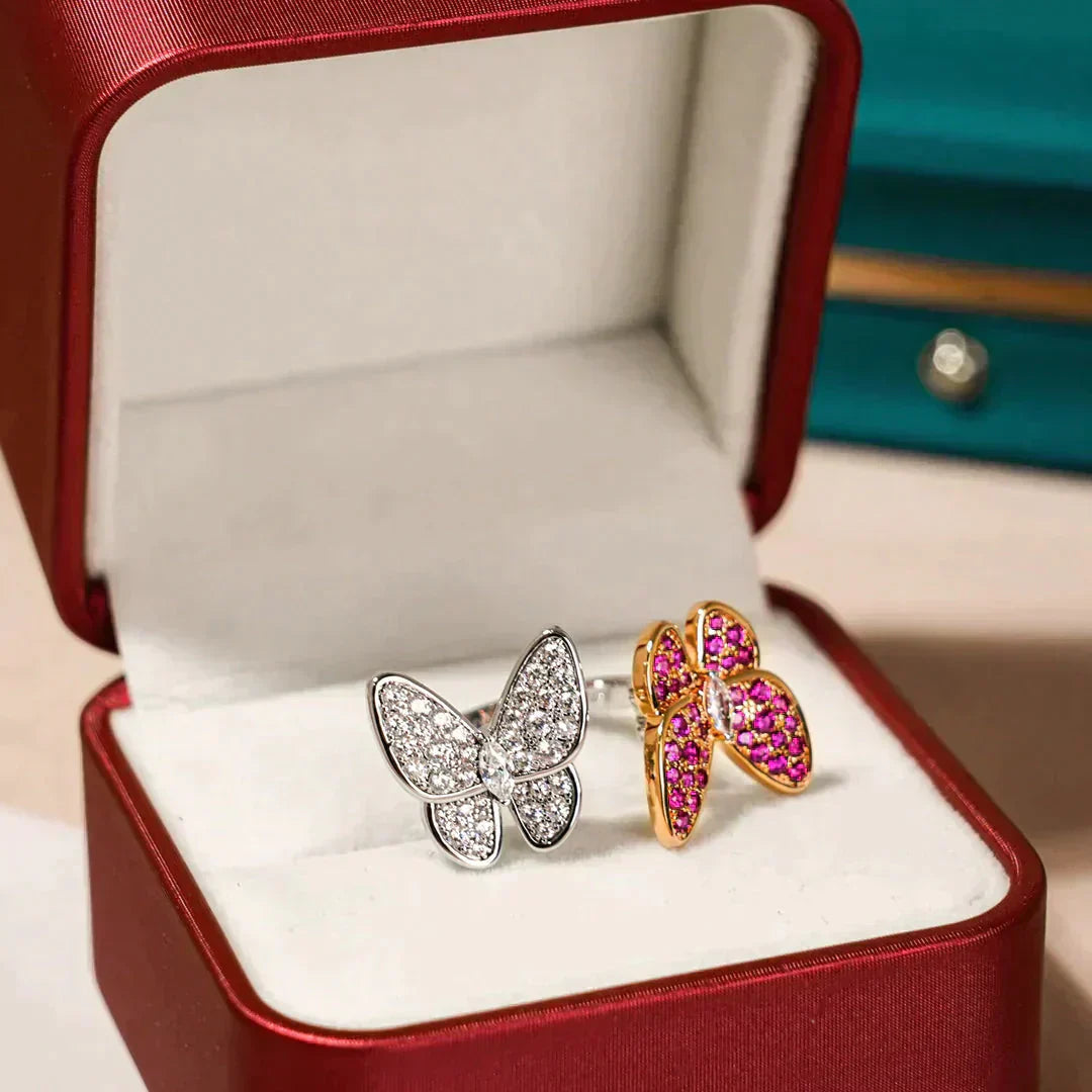 Double Butterfly Diamond Ring