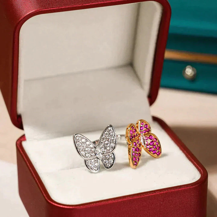 Double Butterfly Diamond Ring