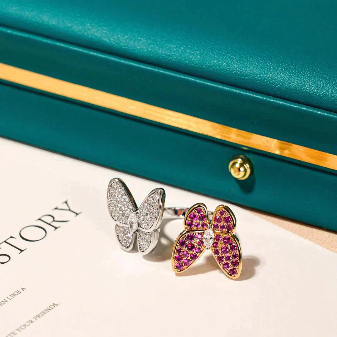 Double Butterfly Diamond Ring