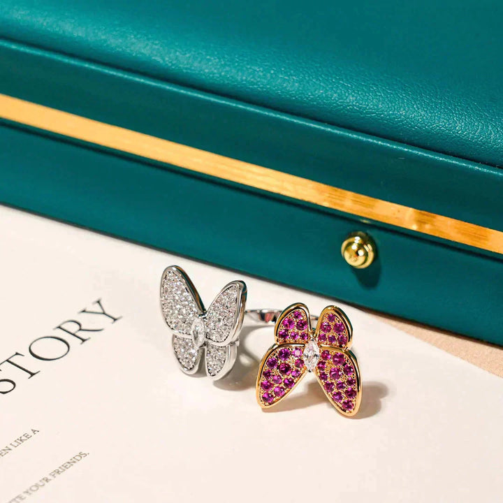 Double Butterfly Diamond Ring