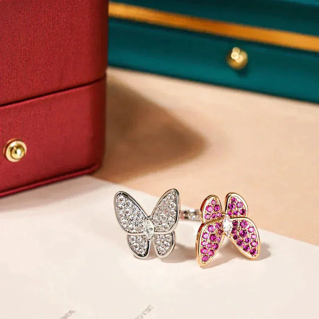 Double Butterfly Diamond Ring