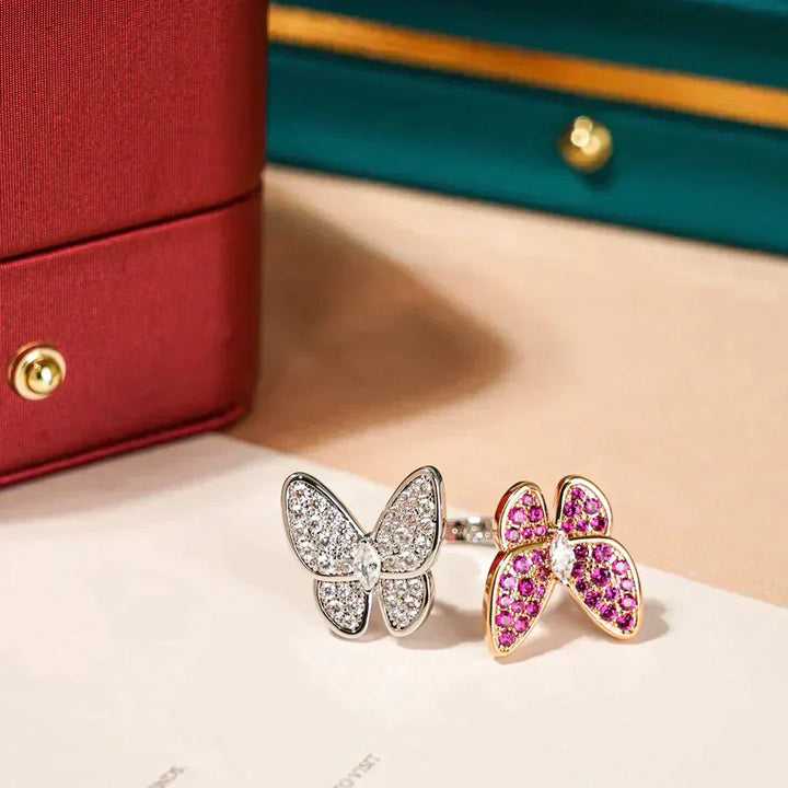 Double Butterfly Diamond Ring