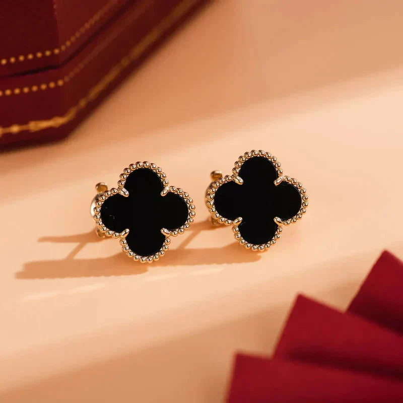 KLOVER MEDIUM ONYX STUD EARRINGS - 1 MOTIF