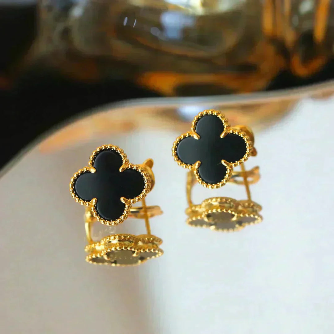 KLOVER MEDIUM ONYX STUD EARRINGS - 1 MOTIF