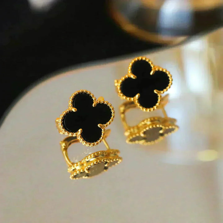 KLOVER MEDIUM ONYX STUD EARRINGS - 1 MOTIF