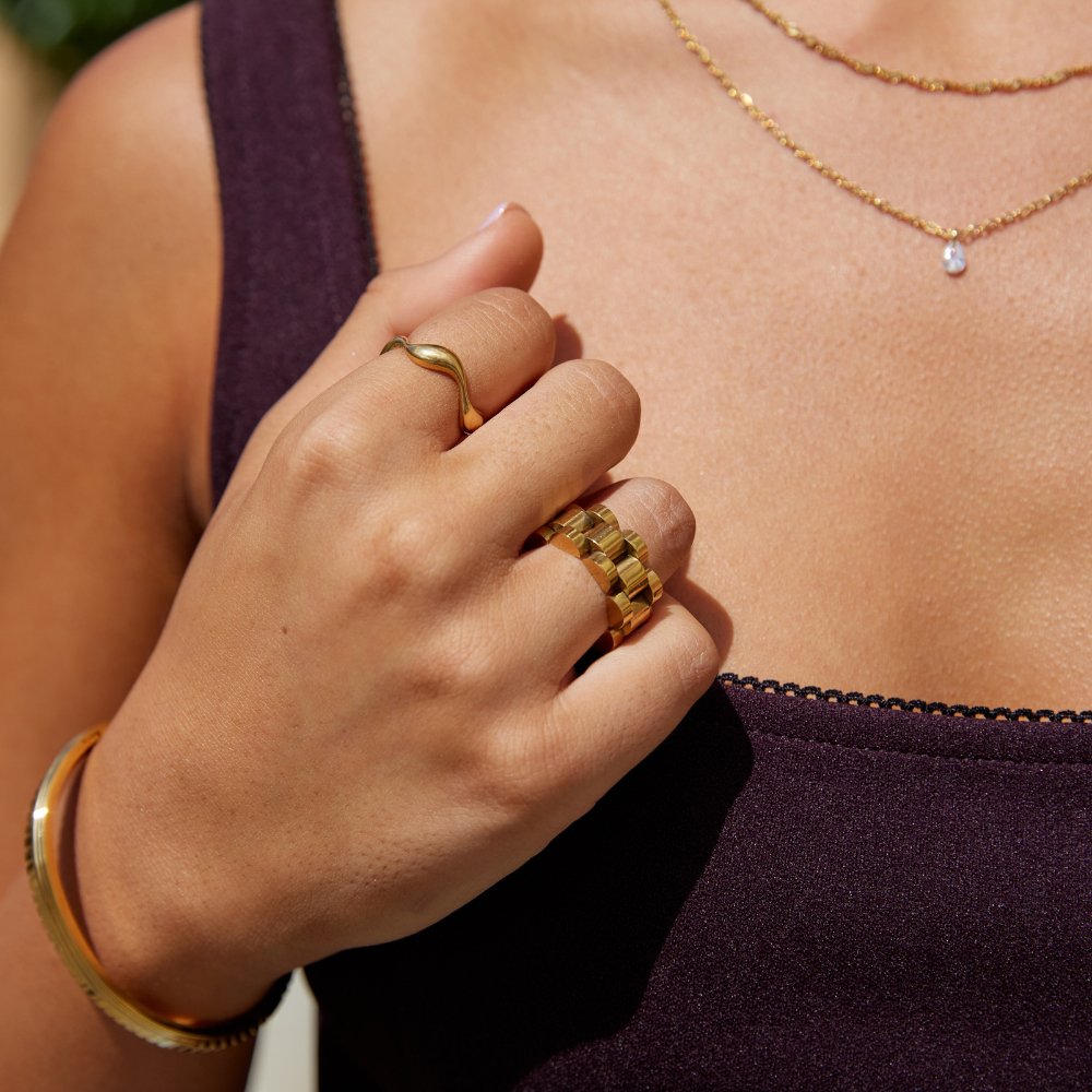 18K Gold Ocean Wave Ring