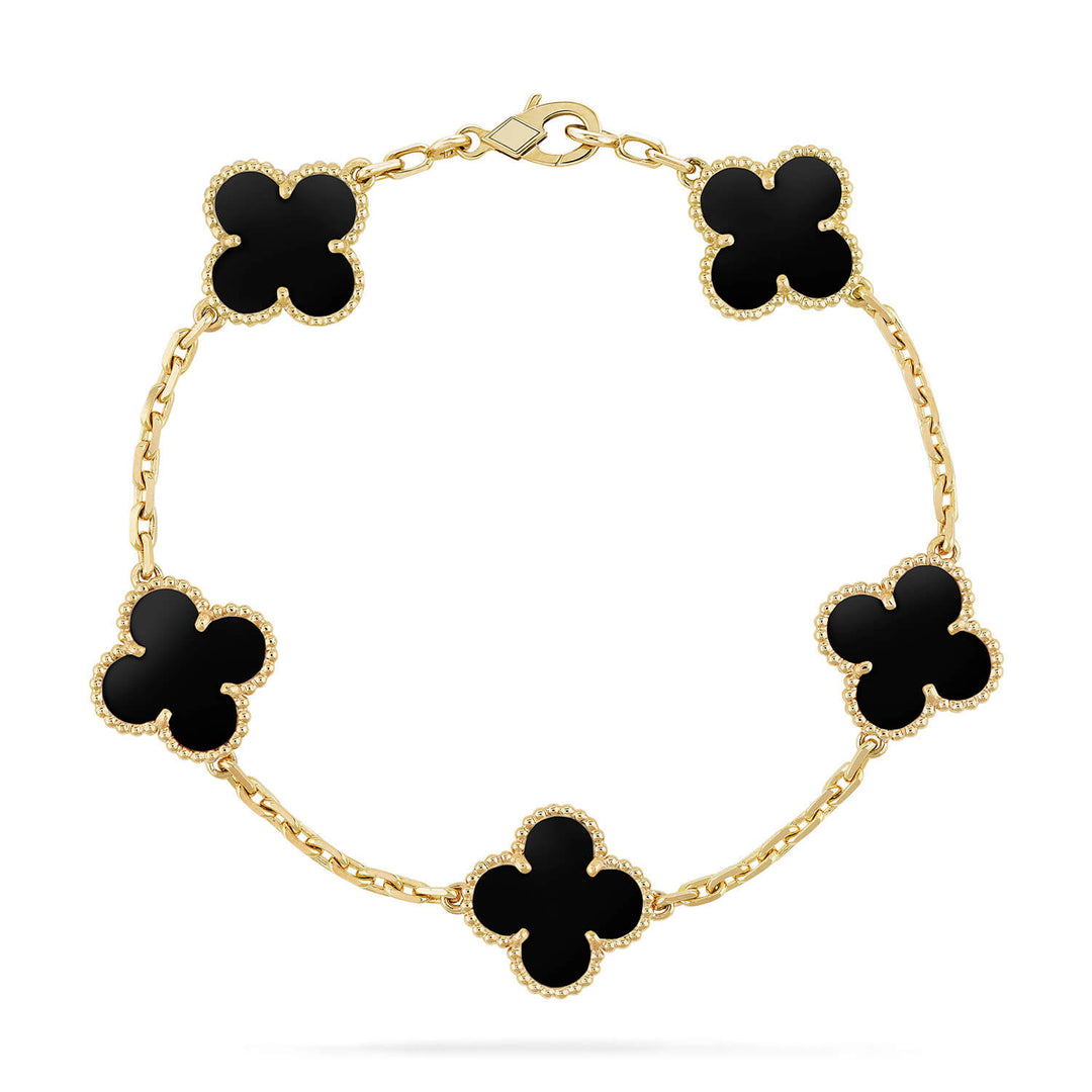 Clover 5 Motiv Black Onyx Bracelet