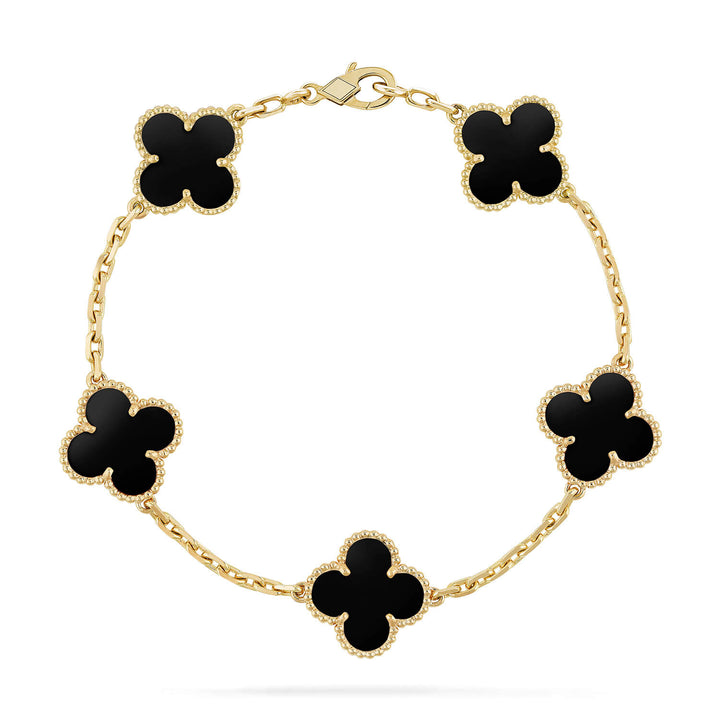 Clover 5 Motiv Black Onyx Bracelet
