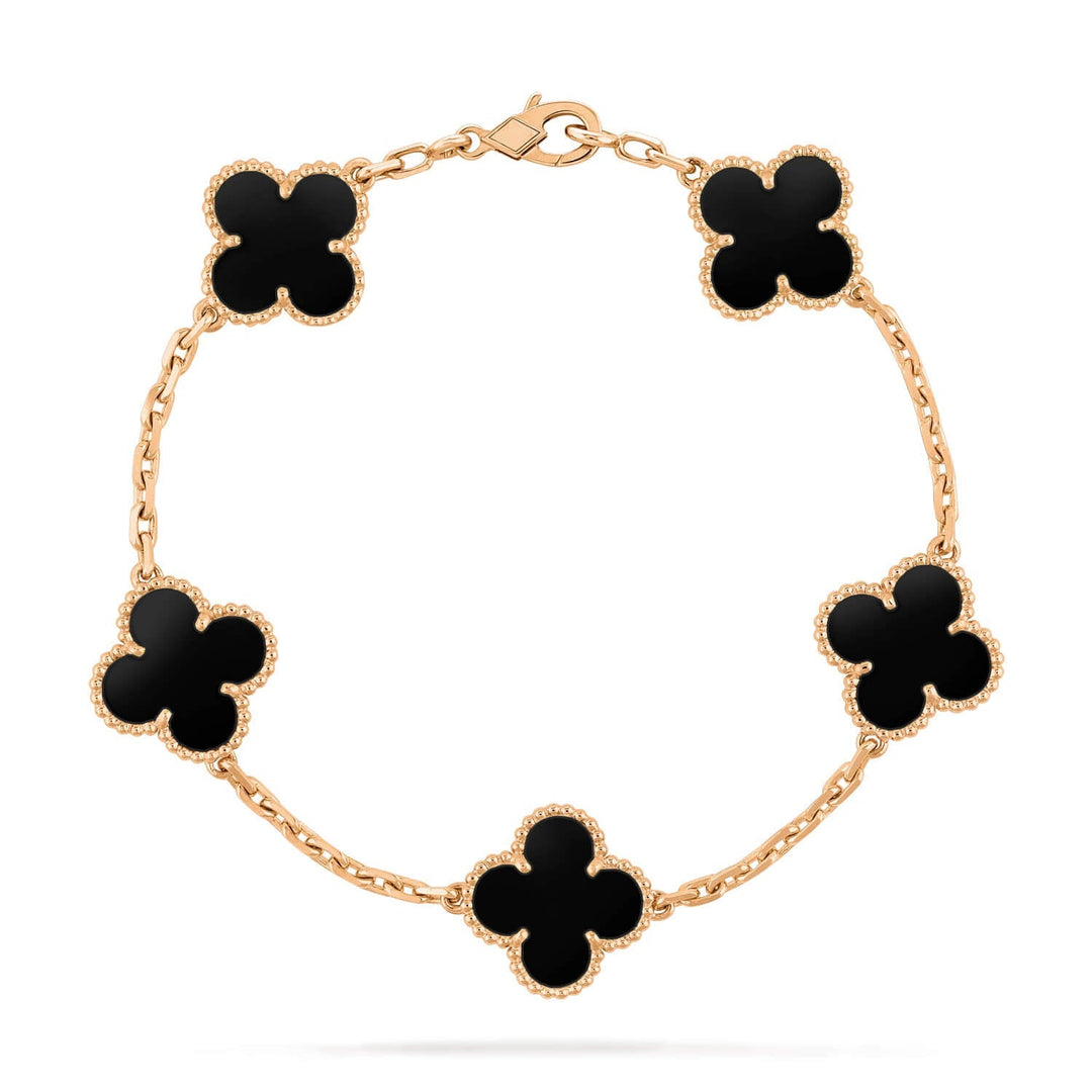 Clover 5 Motiv Black Onyx Bracelet