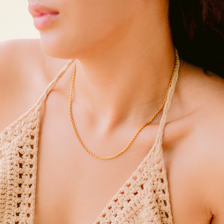 Gold Rope Chain Necklace by Calle