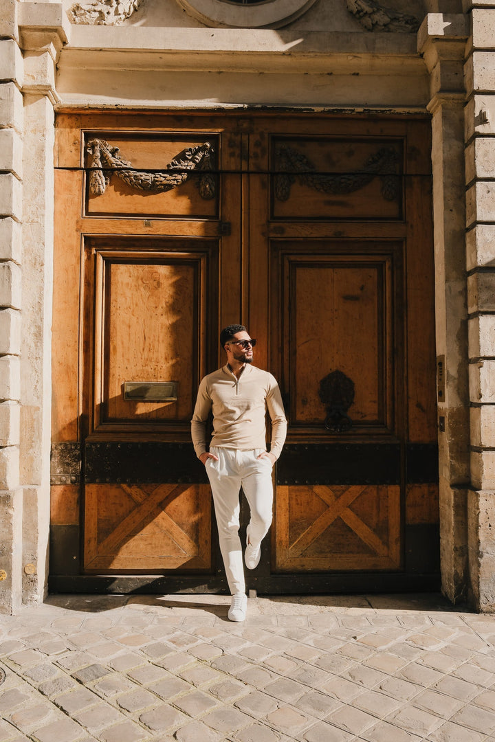 Beige Porter Half-Zip Pullover