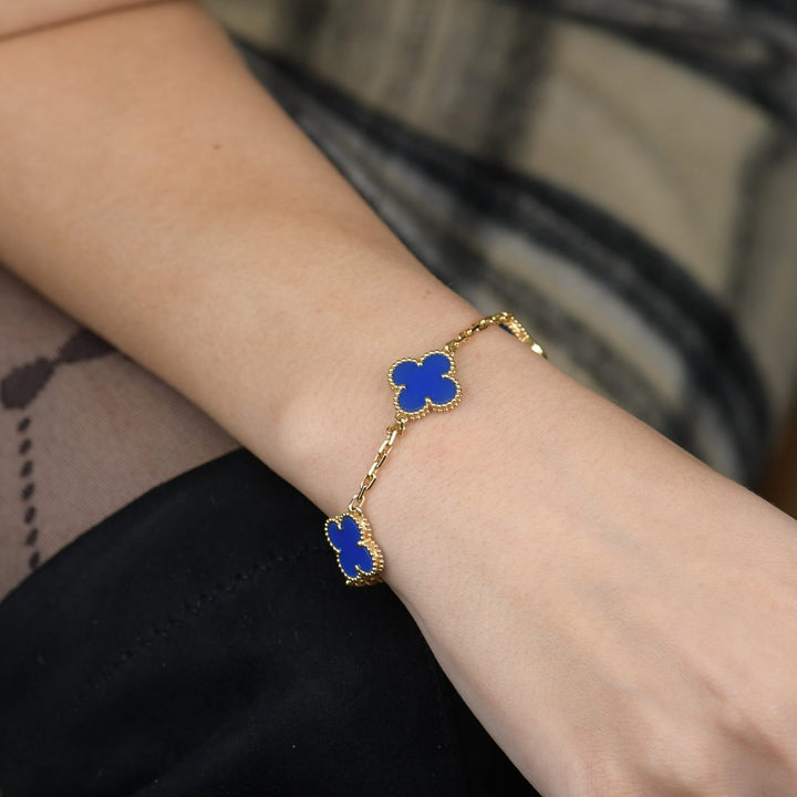 KLOVER 5 MOTIV BLUE AGATE BRACELET