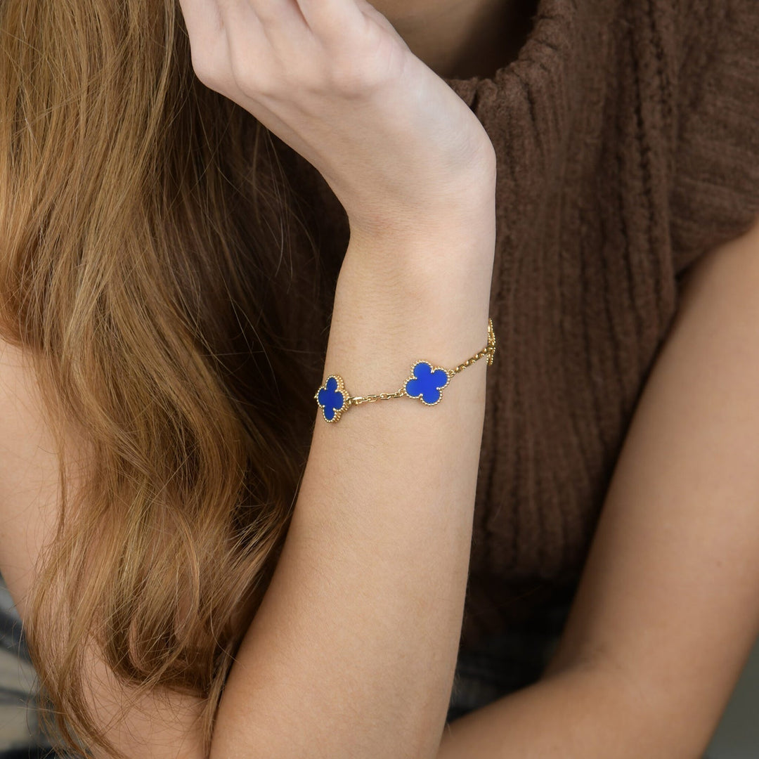 KLOVER 5 MOTIV BLUE AGATE BRACELET