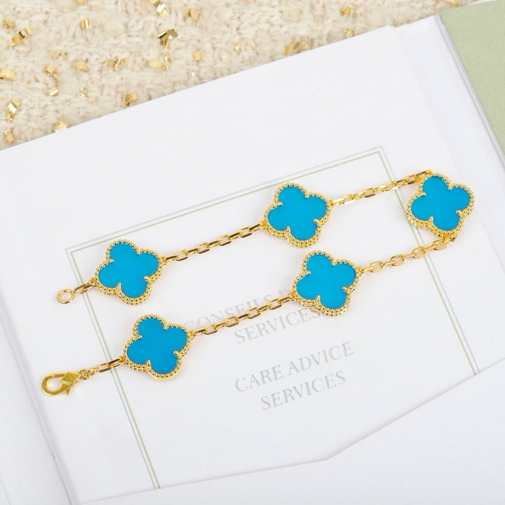 Clover 5 Motiv Turquoise Bracelet
