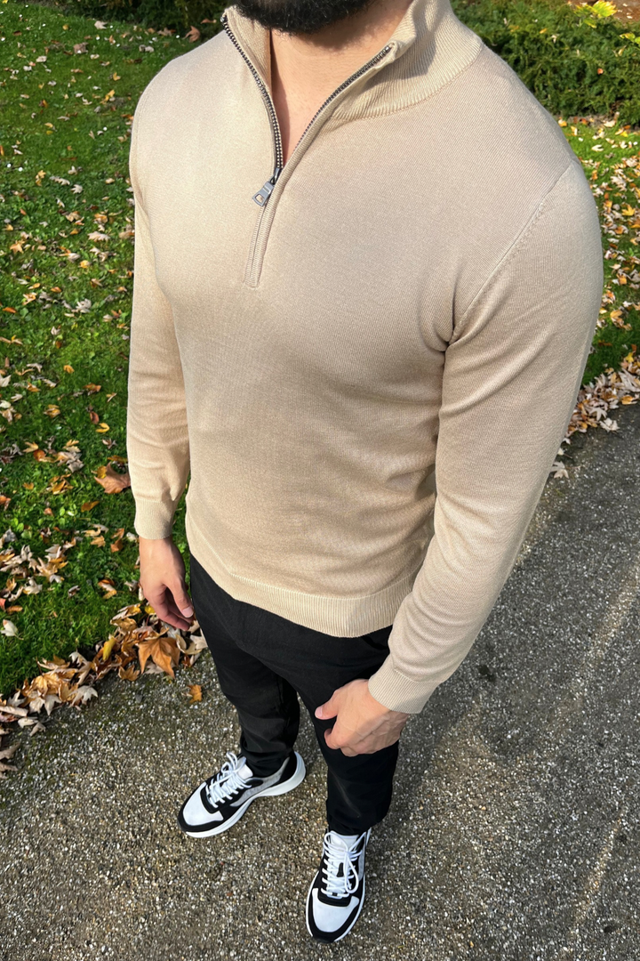 Beige Faro Half-Zip Sweater
