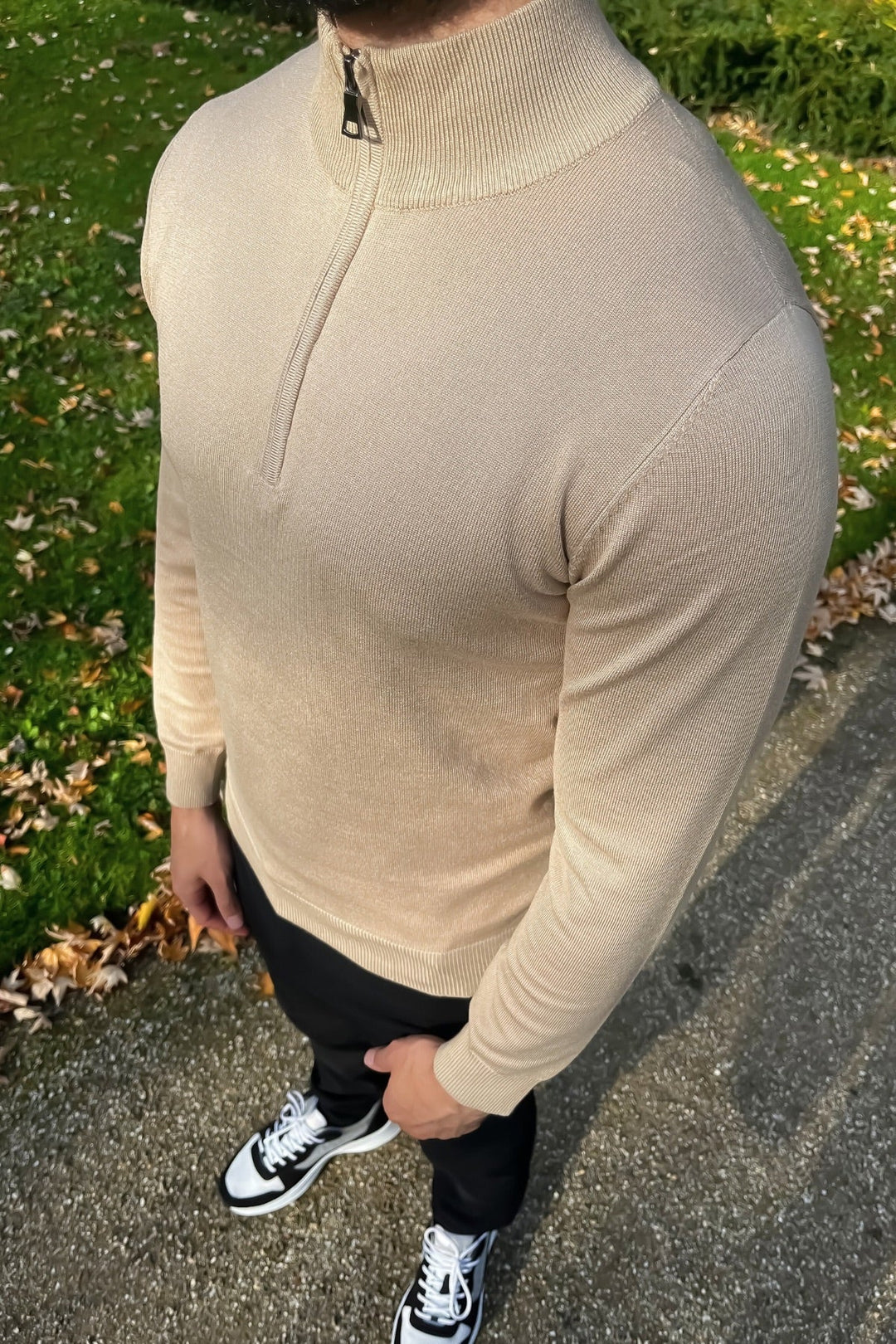 Beige Faro Half-Zip Sweater