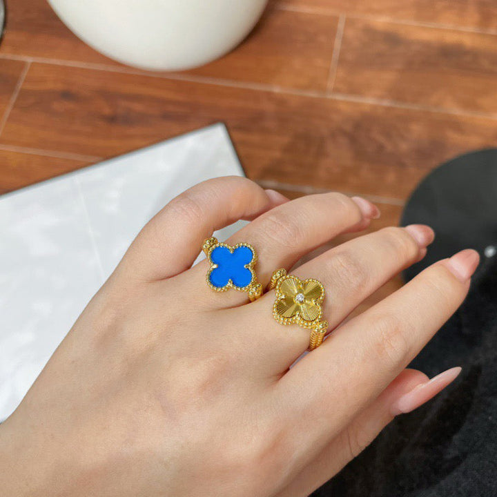 KLOVER REVERSIBLE BLUE AGATE RING