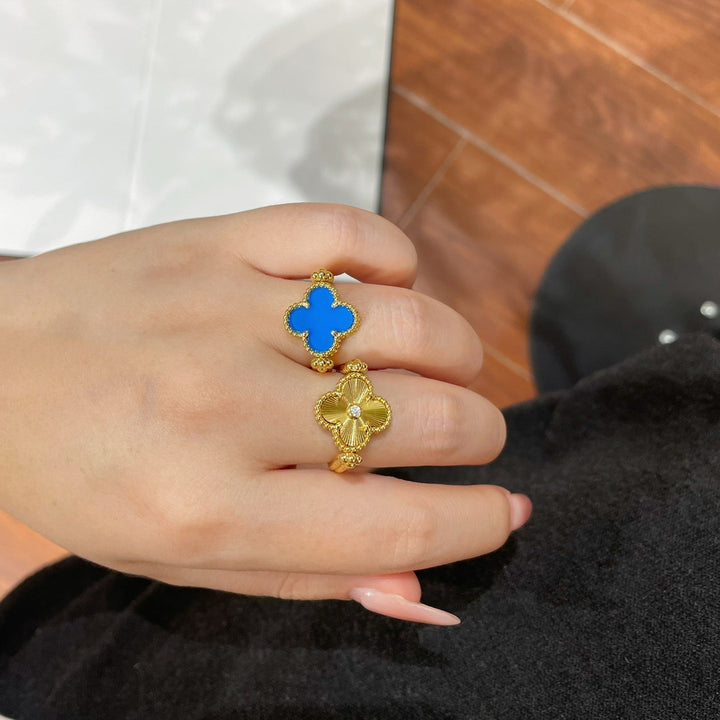 KLOVER REVERSIBLE BLUE AGATE RING