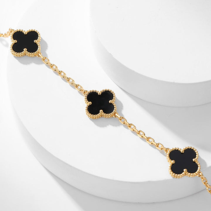 CLOVERS 10-MOTIVER ONYX NECKLACE