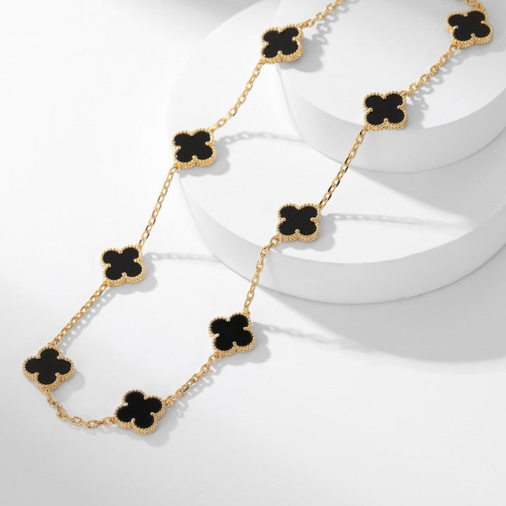 CLOVERS 10-MOTIVER ONYX NECKLACE