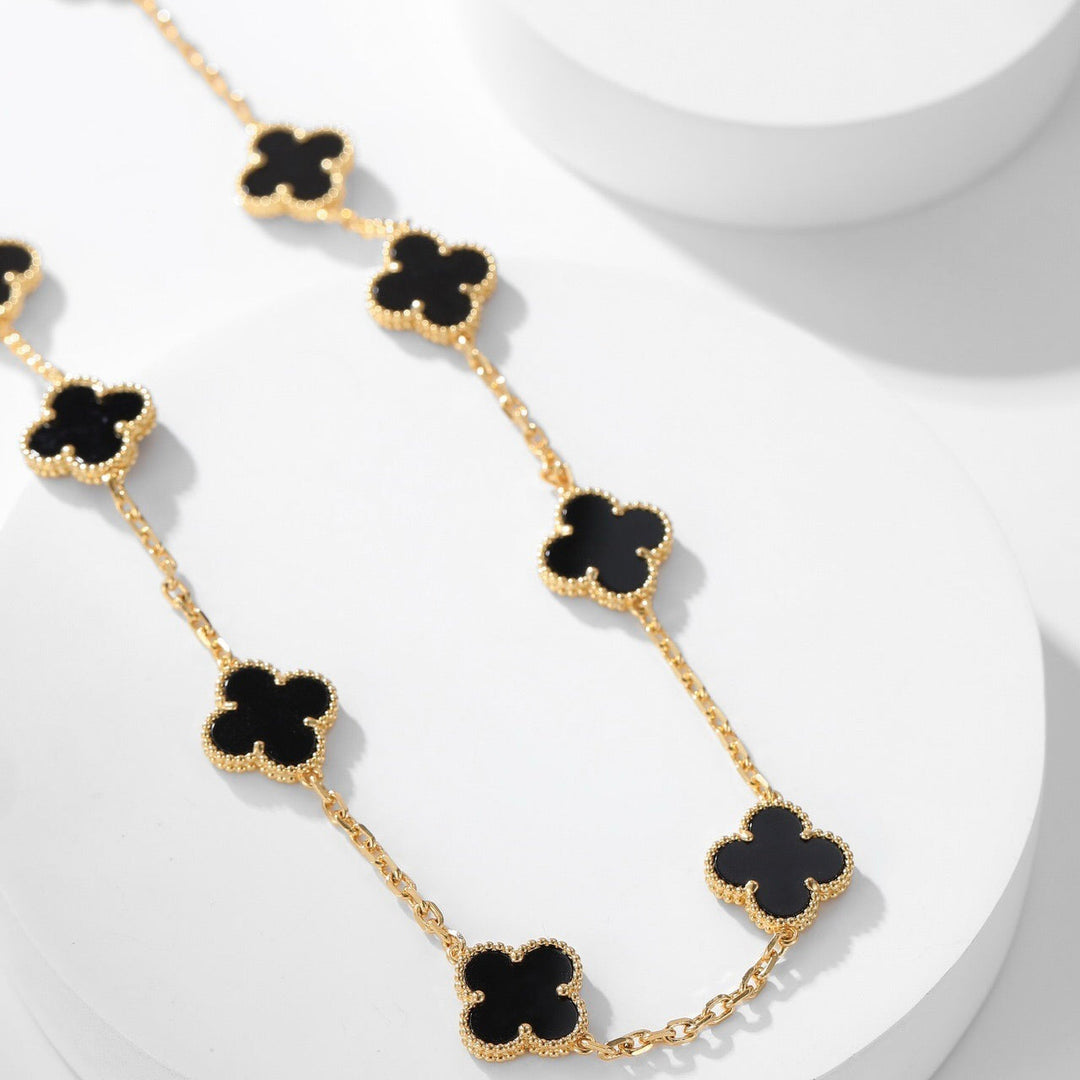 CLOVERS 10-MOTIVER ONYX NECKLACE