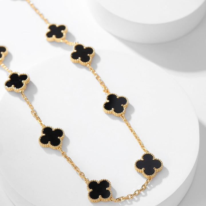 CLOVERS 10-MOTIVER ONYX NECKLACE
