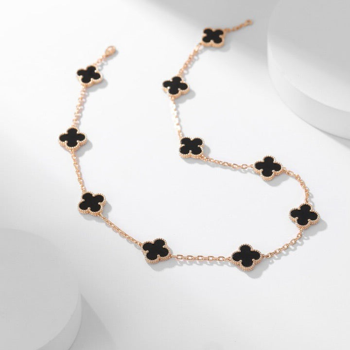 CLOVERS 10-MOTIVER ONYX NECKLACE