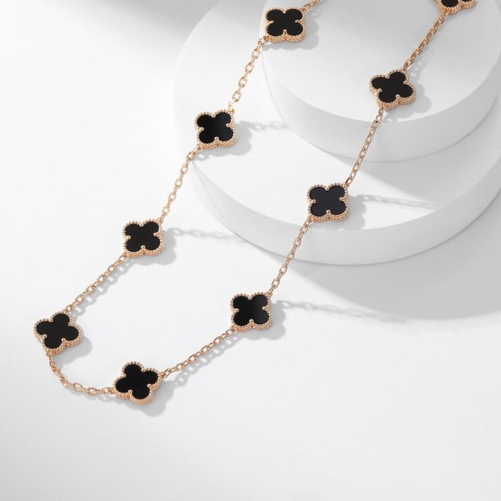 CLOVERS 10-MOTIVER ONYX NECKLACE