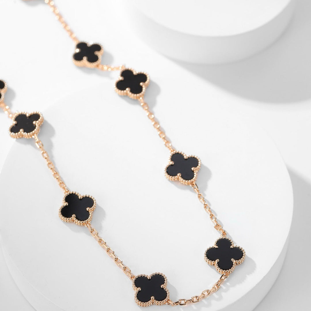 CLOVERS 10-MOTIVER ONYX NECKLACE