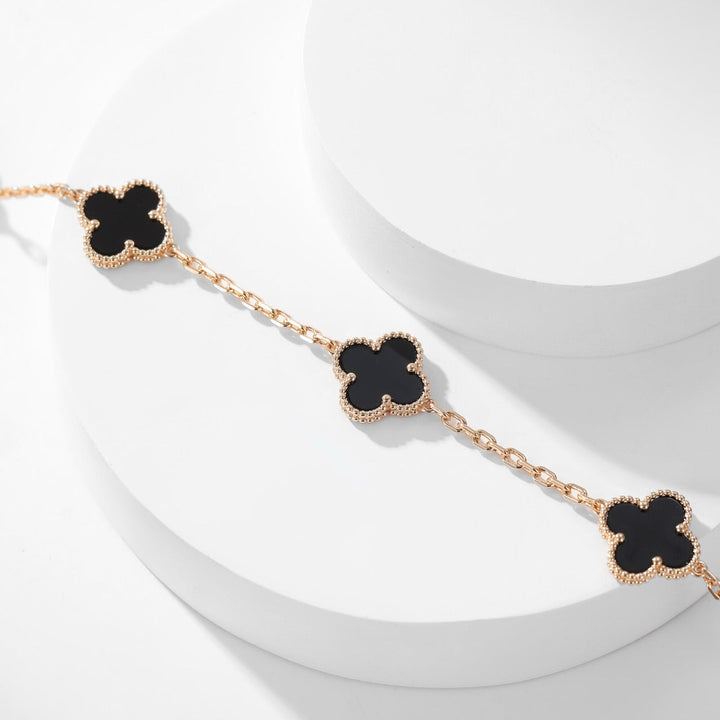 CLOVERS 10-MOTIVER ONYX NECKLACE