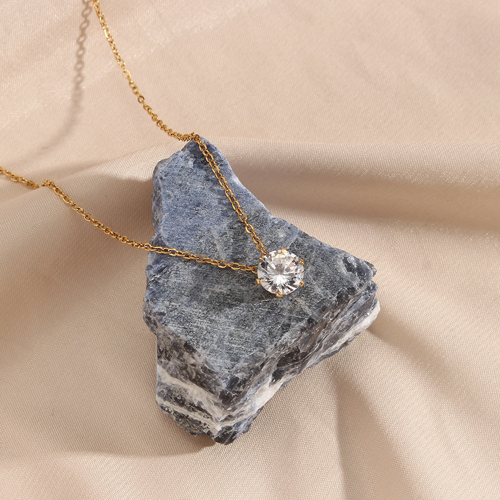 Kyla Gold Necklace with Solitaire Pendant