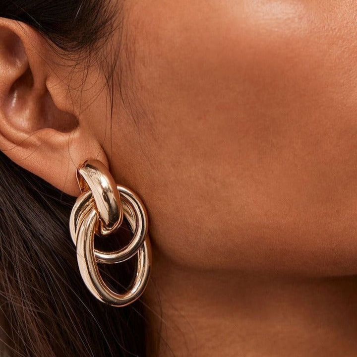 Amarelda Gull Hoop Øreringer