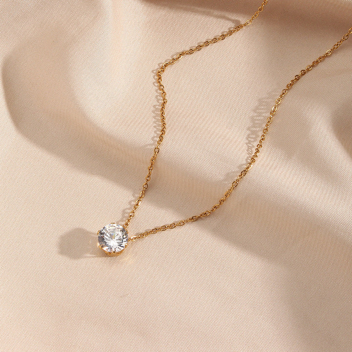 Kyla Gold Necklace with Solitaire Pendant