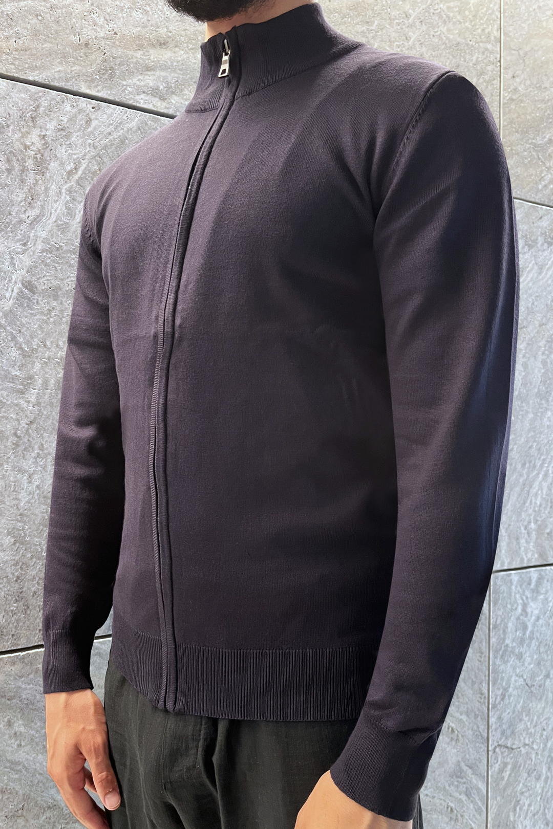 Faro Dark Blue Full Zip Sweater