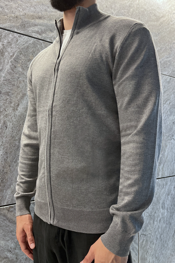 Grey Faro Full-Zip Sweater