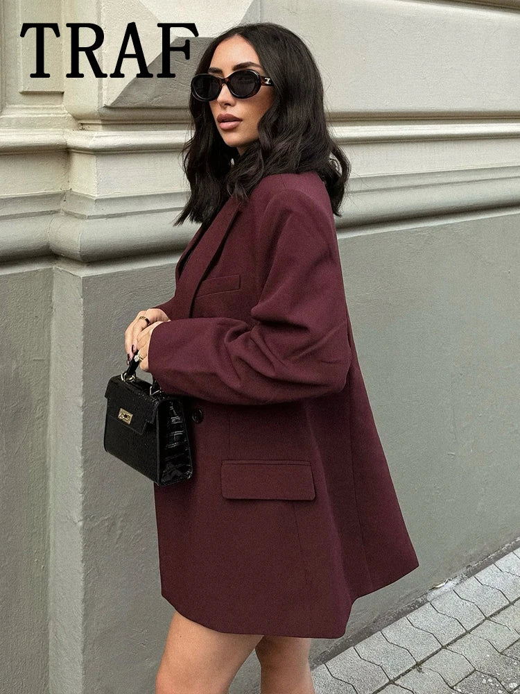 Bordeaux Wine-Colored Blazer