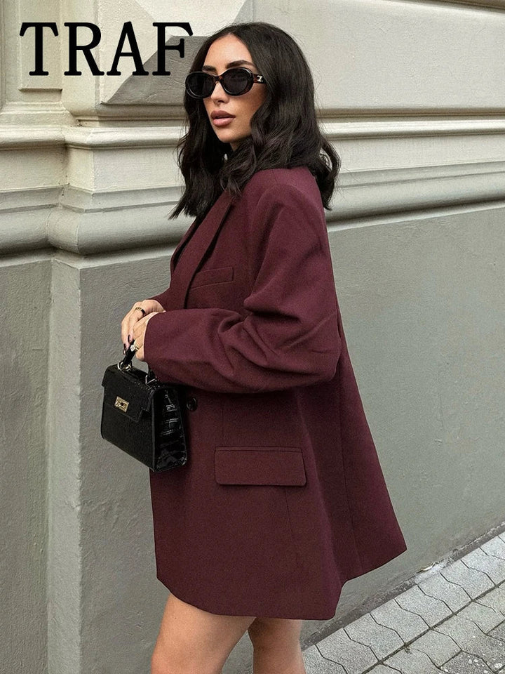 Bordeaux Wine-Colored Blazer