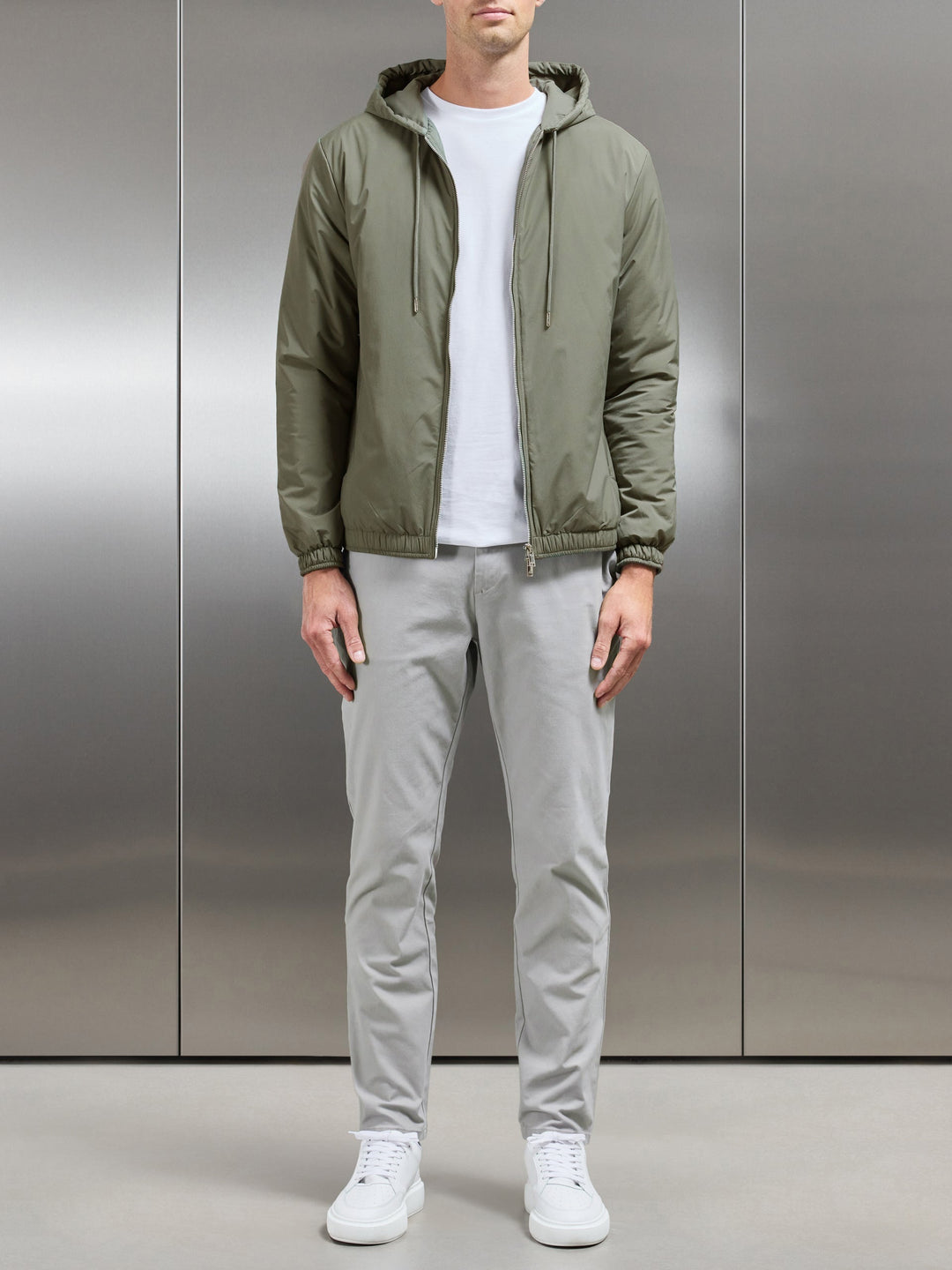 Olive Green Shell Padded Windbreaker