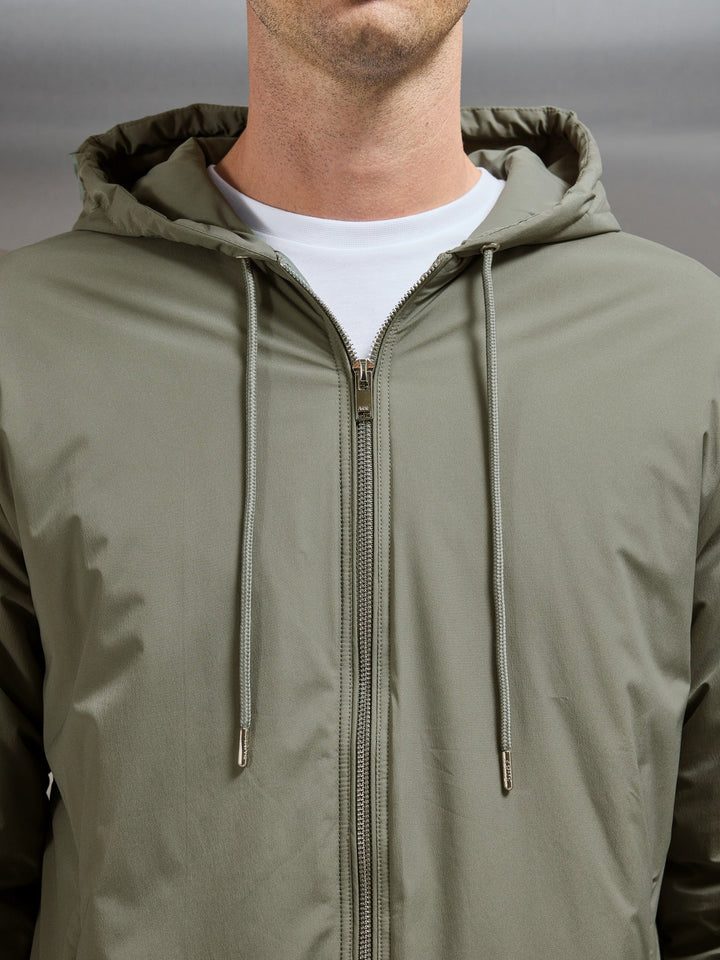 Olive Green Shell Padded Windbreaker