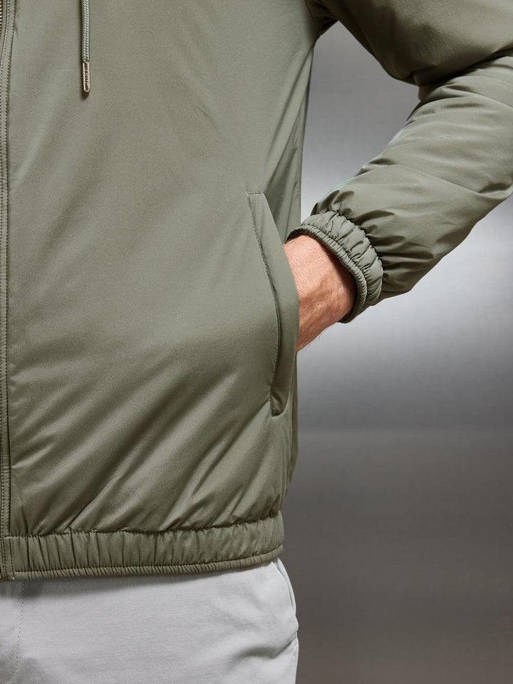 Olive Green Shell Padded Windbreaker