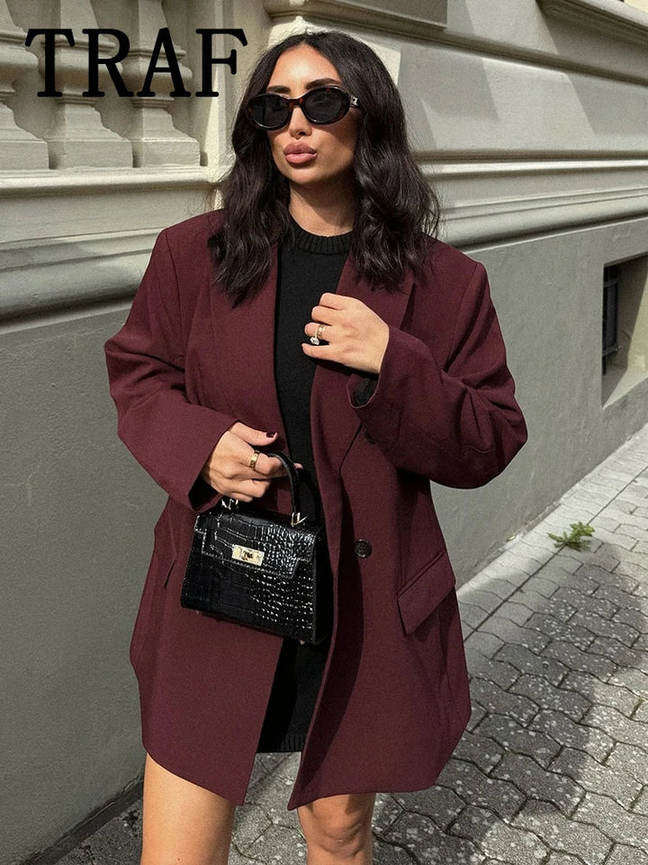 Bordeaux Wine-Colored Blazer