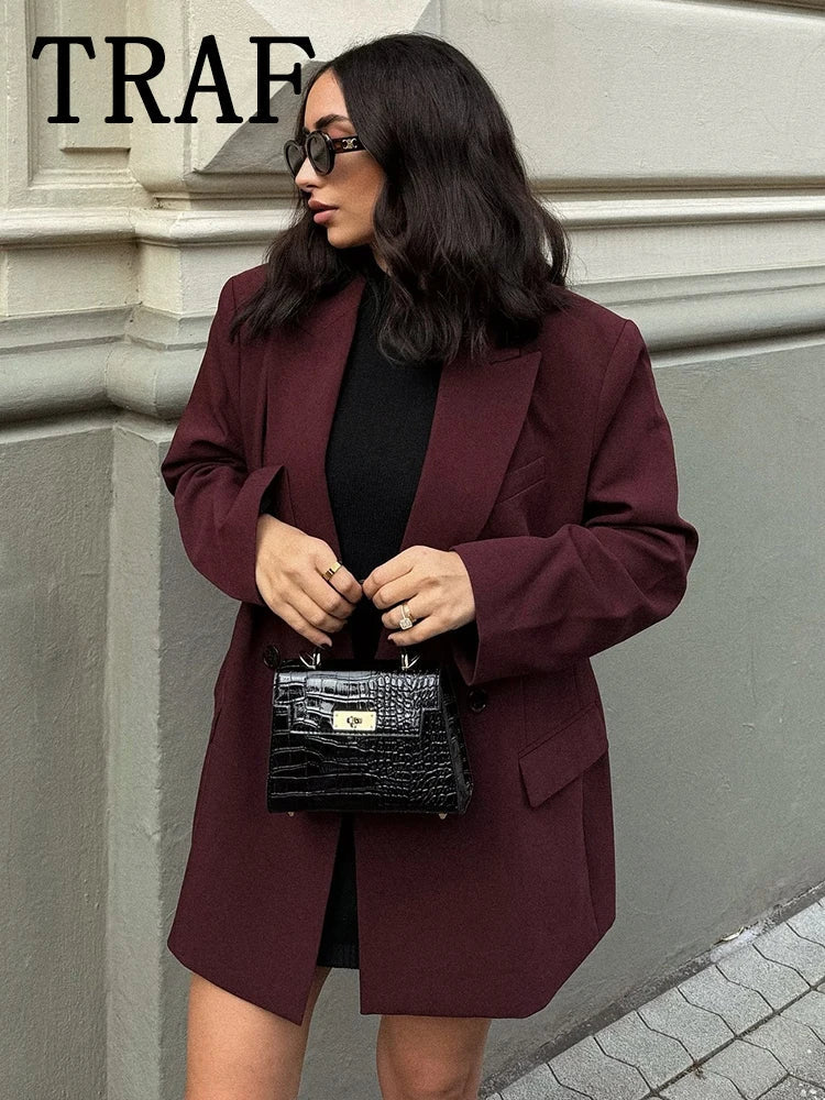 Bordeaux Wine-Colored Blazer
