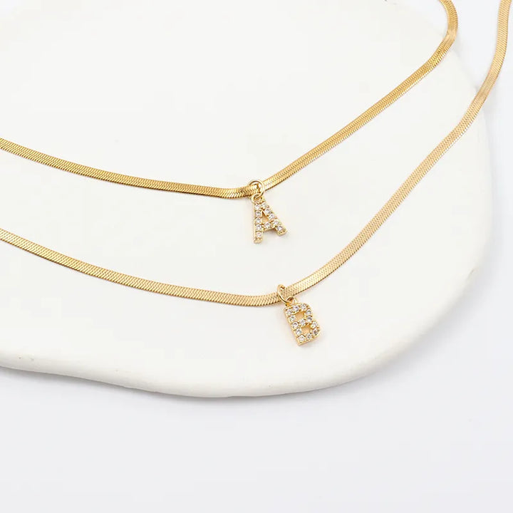Herringbone Initial Necklace by Melly