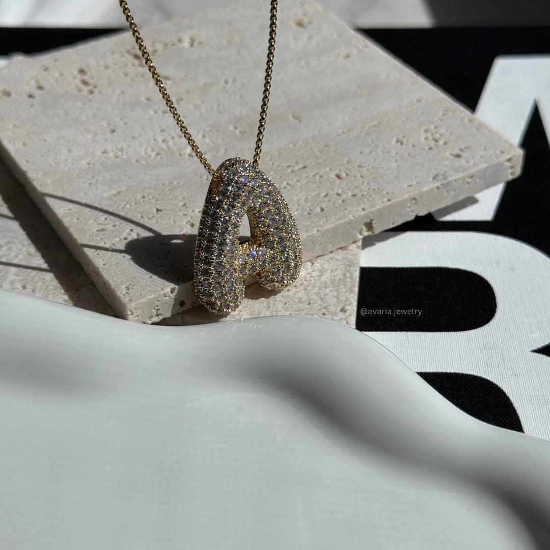 Diamant Halskjede med Boble Initial